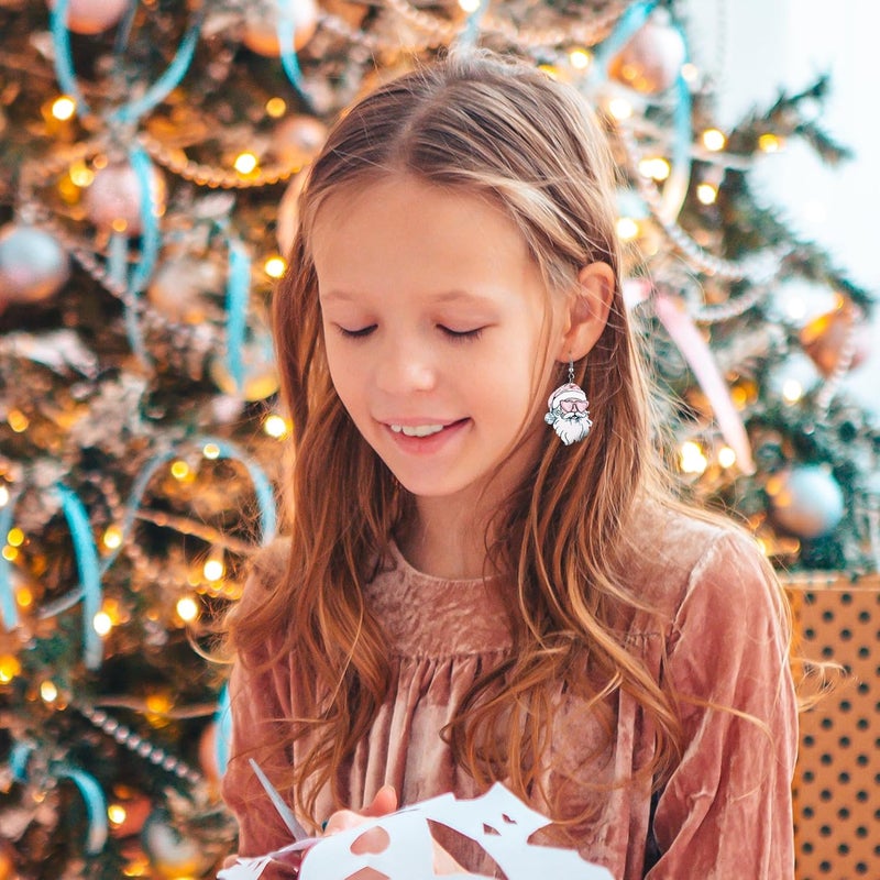 PEALICIOUS Christmas Earrings for Women Cute Cat Earings Christmas Tree Cakes Accessories Gingerbread House Earrings Dangling Pink Xmas Gifts Matching Womens Xmas Costume Holiday Jewelry - Image 2